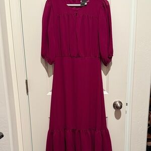 Maison Tara Fuchsia Long Sleeve Dress
